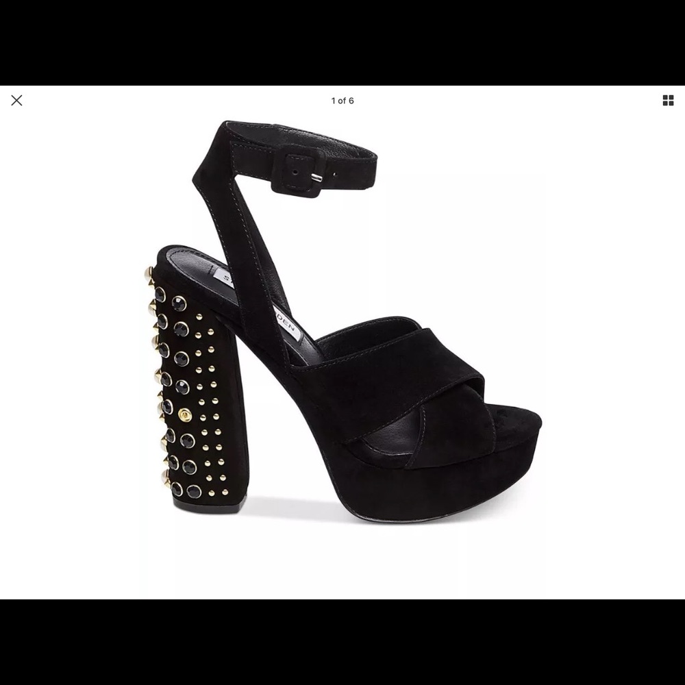 Steve Madden Jodi Sandals Black Multi Studs 7 US